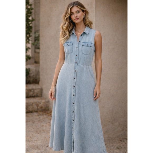 Chadwicks Other - Chadwicks of Boston Soft Denim Chambray Shirt‎ Dress 16 Button Front Blue